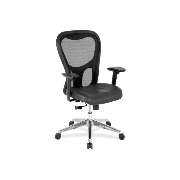 Sp Richards Lorell Mid-Back Executive Chair, 25"W x 23-5/8"D x 44"H, Black Leather Seat/Mesh Back LLR85036 - main